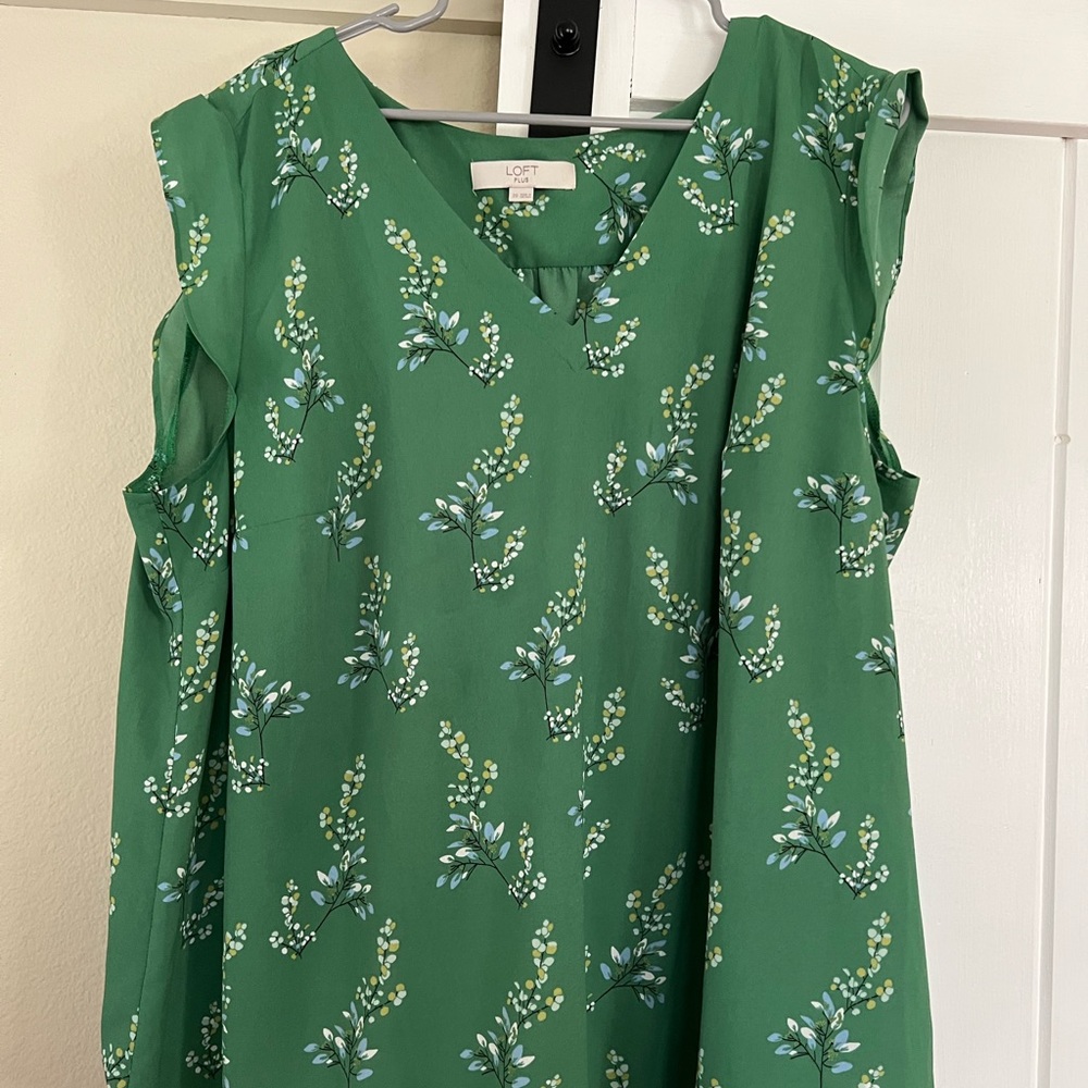 LOFT Plus Green Floral Dress